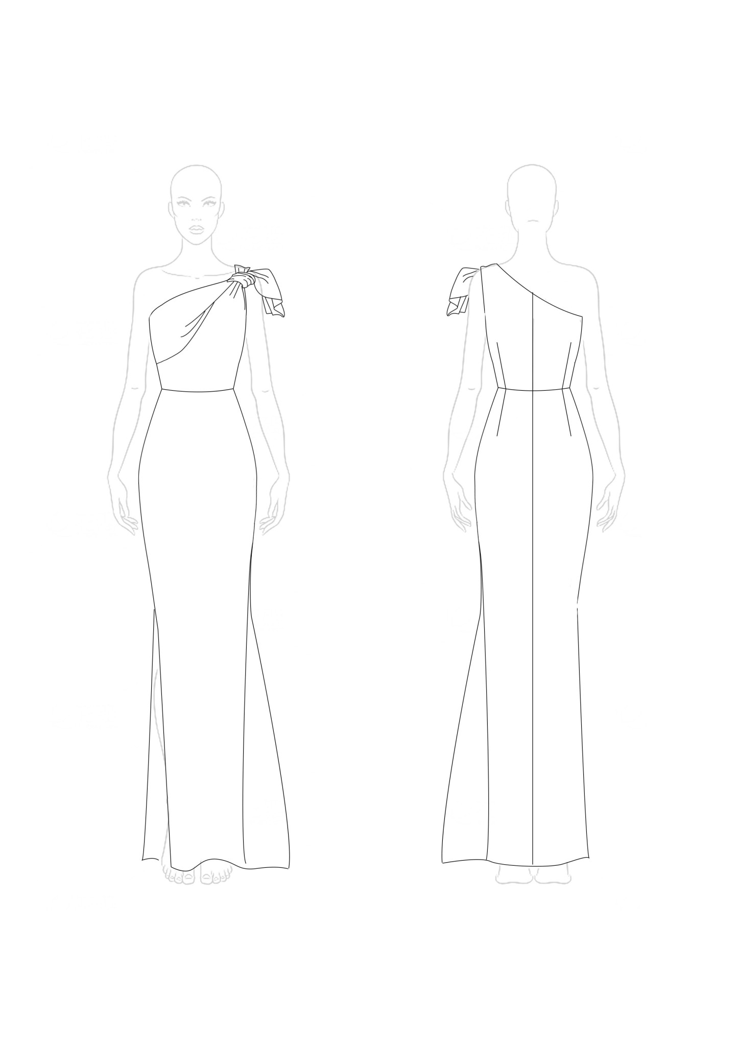 Wedding Guest Party Dress Pink One-Shoulder Knot Side Slit Floor-Length Gown