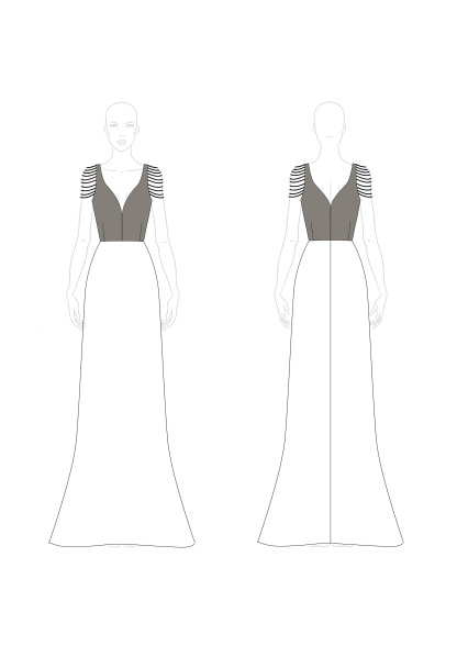 Evening Formal Dress Colorblock Chain V-Neck Floor-Length Dress