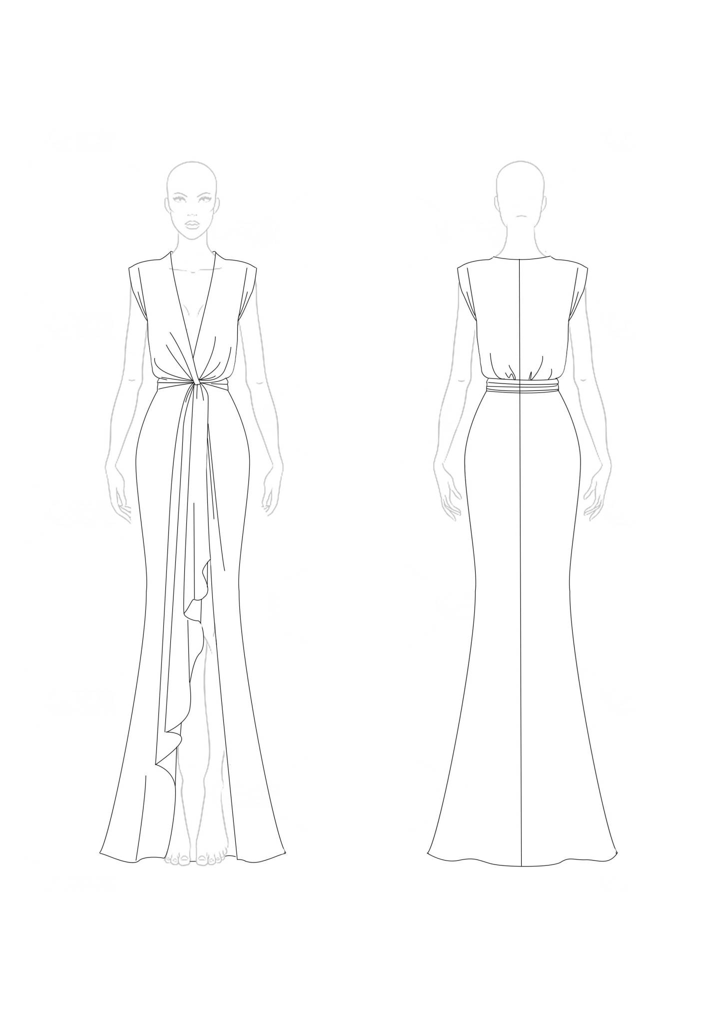 Party Satin Dress Green Deep V Sleeveless Draped Floor-Length Gown