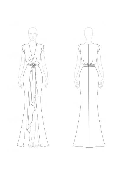 Party Satin Dress Green Deep V Sleeveless Draped Floor-Length Gown