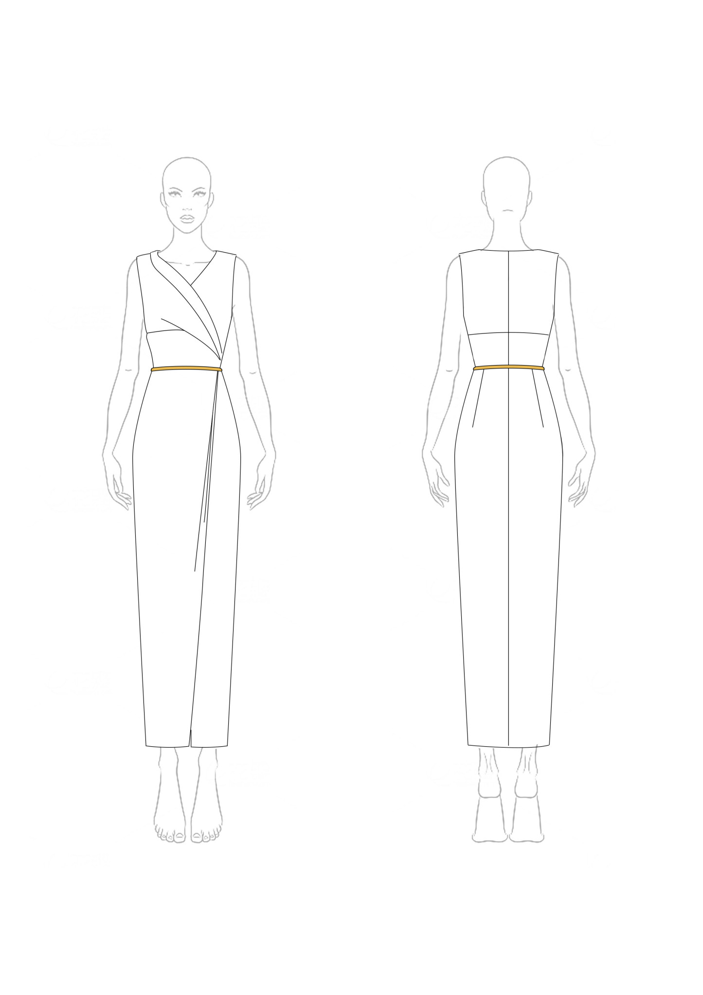Work Semi-Formal Dress Beige V-Neck Sleeveless Pocketed Maxi Dress