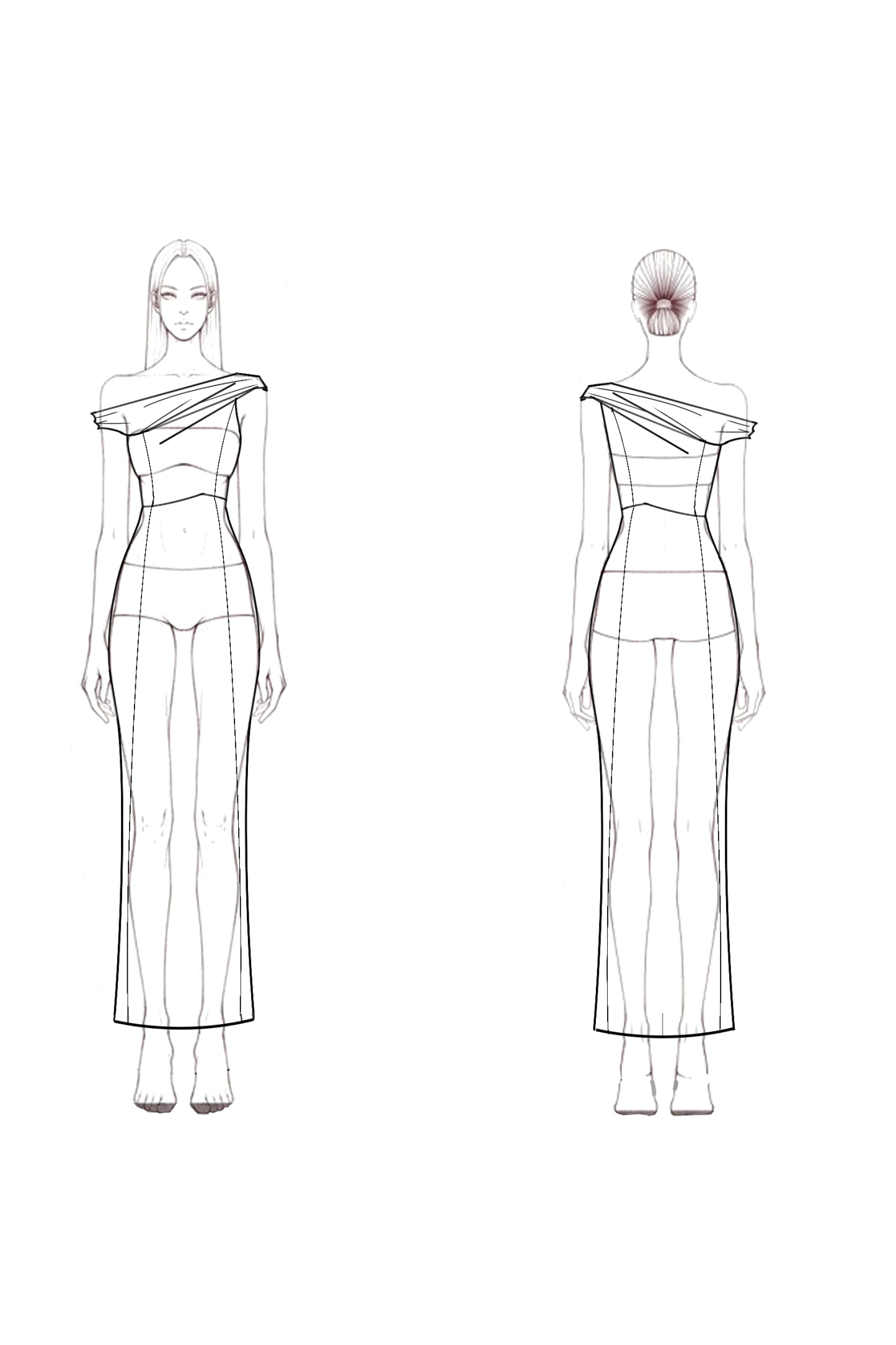 Semi-Formal Cocktail Dress Black and White Colorblock One-Shoulder Maxi Dress