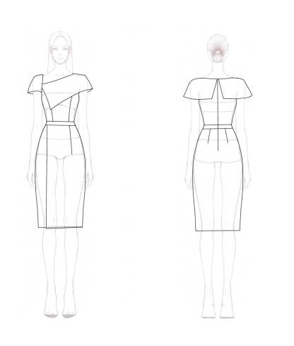 Work Semi-Formal Dress Colorblock Asymmetrical Knee-Length Dress