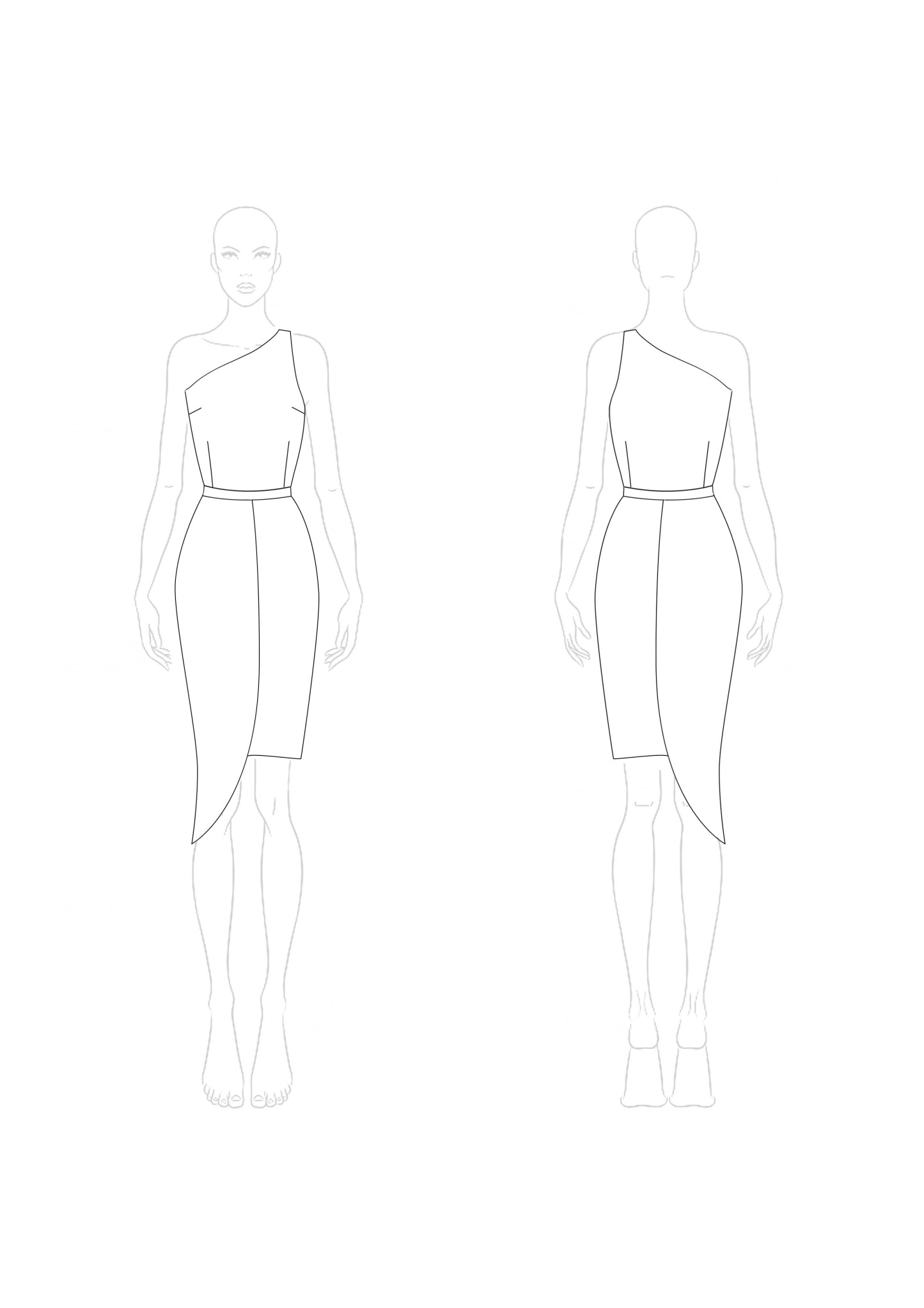 Party Dress One-Shoulder Colorblock Asymmetrical Knee-Length Dress