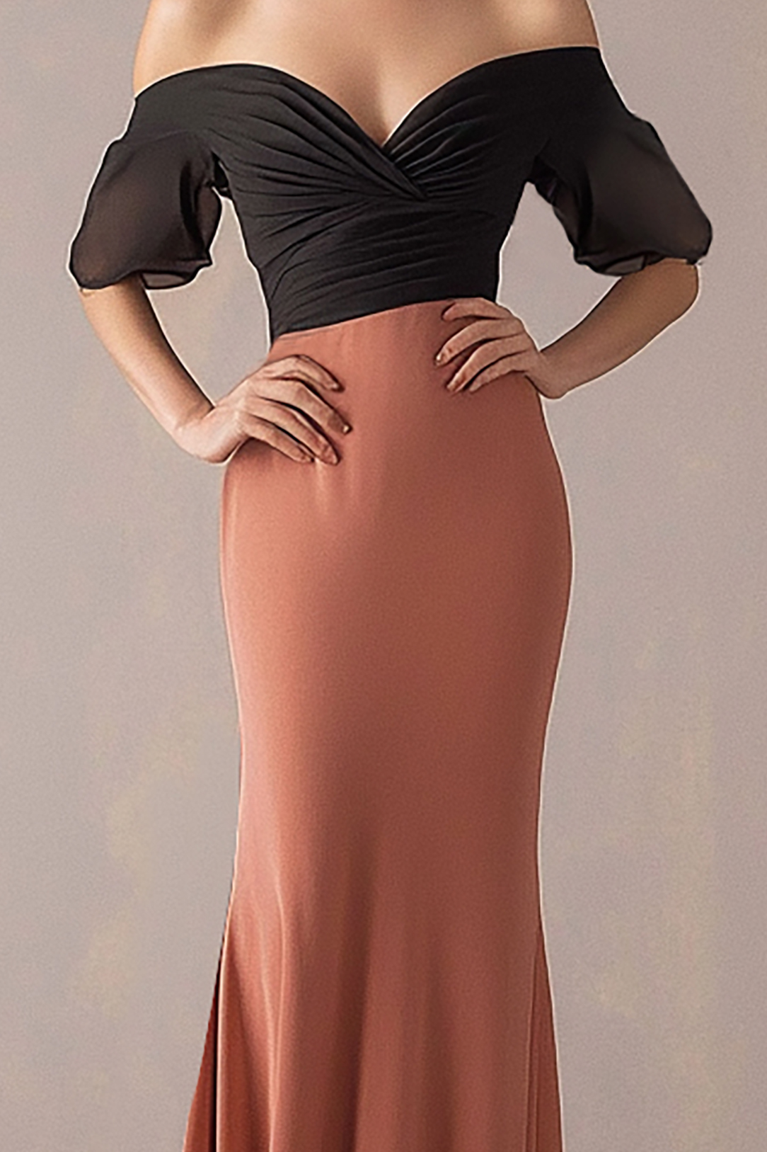 Formal Evening Dress Off-Shoulder Light Orange Mermaid Long Prom Dress