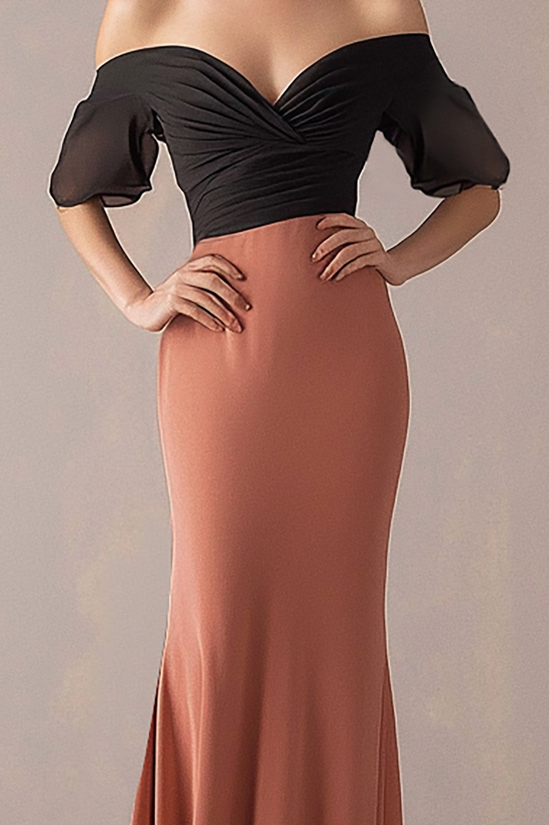 Formal Evening Dress Off-Shoulder Light Orange Mermaid Long Prom Dress