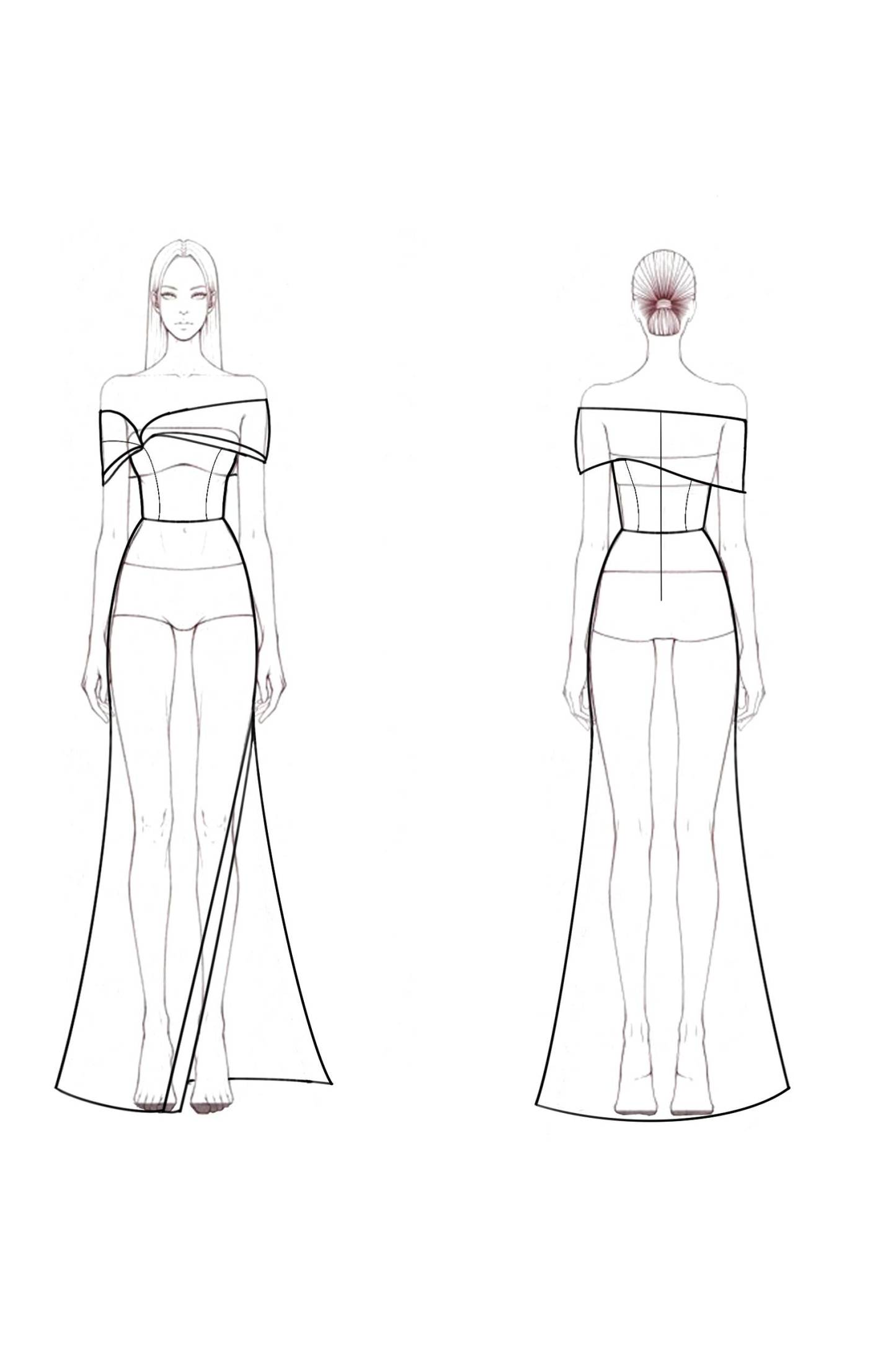 Prom Evening Dress Black and White Off Shoulder High Slit Maxi Dress