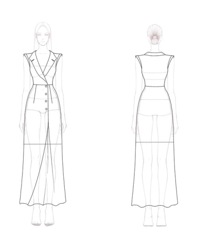 Work Semi-Formal Dress Black and White Lapel V-Neck Diamond Maxi Dress