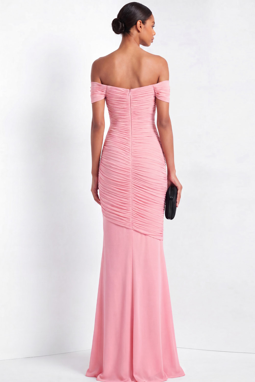 Formal Evening Dress Pink Pleated Mermaid Maxi Dress