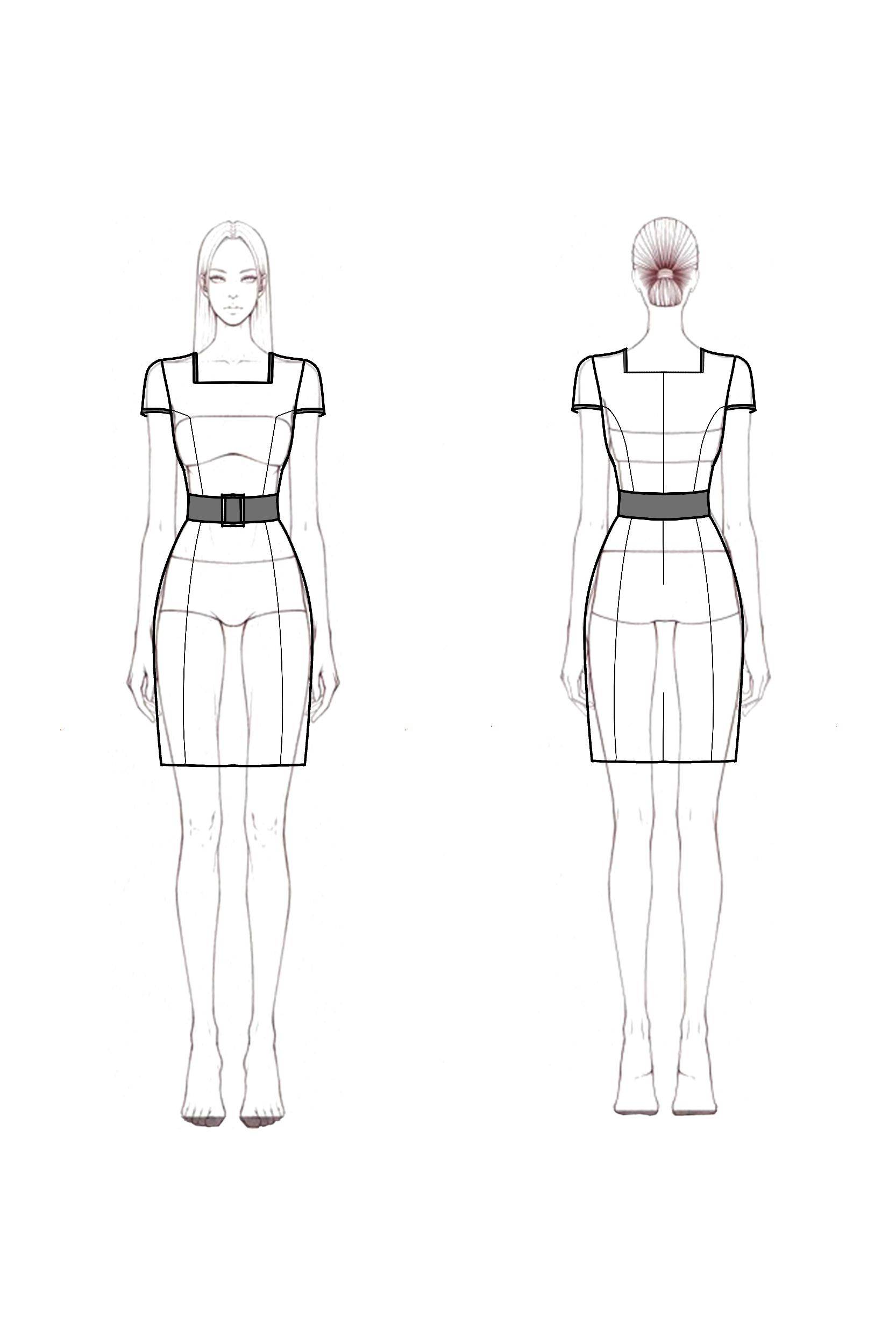 Work Semi-Formal Dress White Square Neck Belted Mini Dress