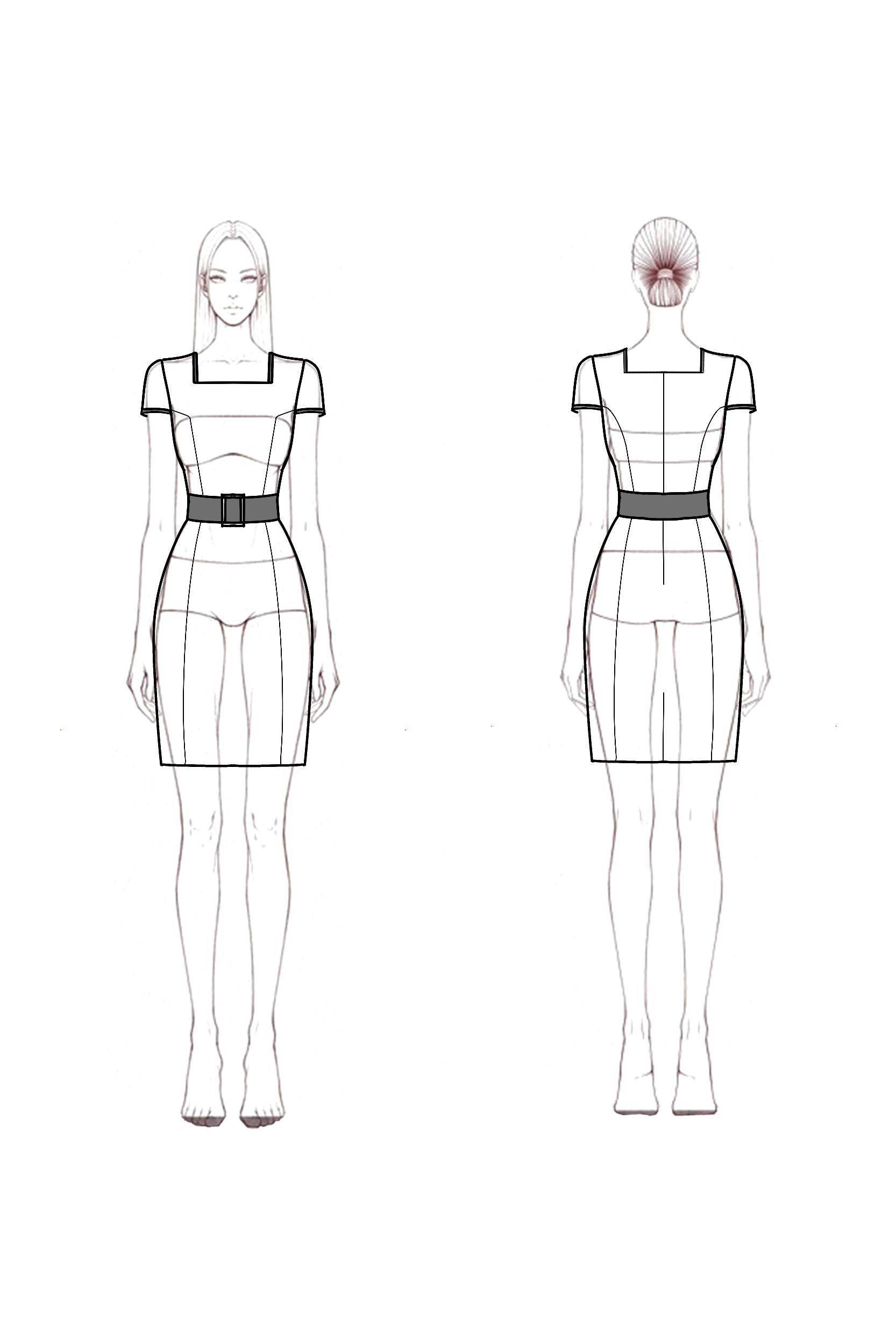 Work Semi-Formal Dress White Square Neck Belted Mini Dress