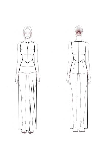 Semi-Formal Party Dress Black White V-Neck Sleeveless High Slit Maxi Dress