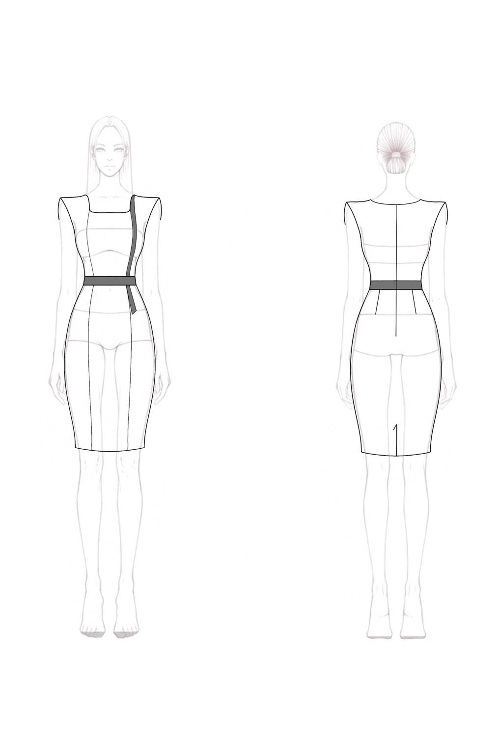 Work Semi-Formal Dress Black White Sleeveless with Pockets Knee-Length Dress