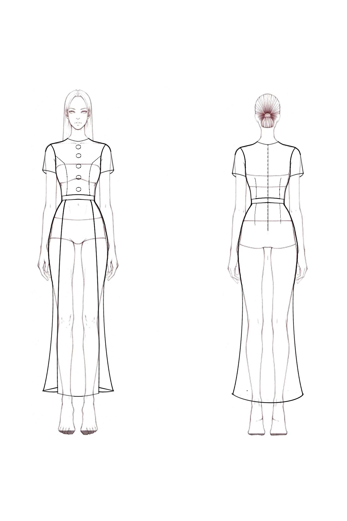 Work Semi-Formal Dress White Round Neck Button Short Sleeve Maxi Dress