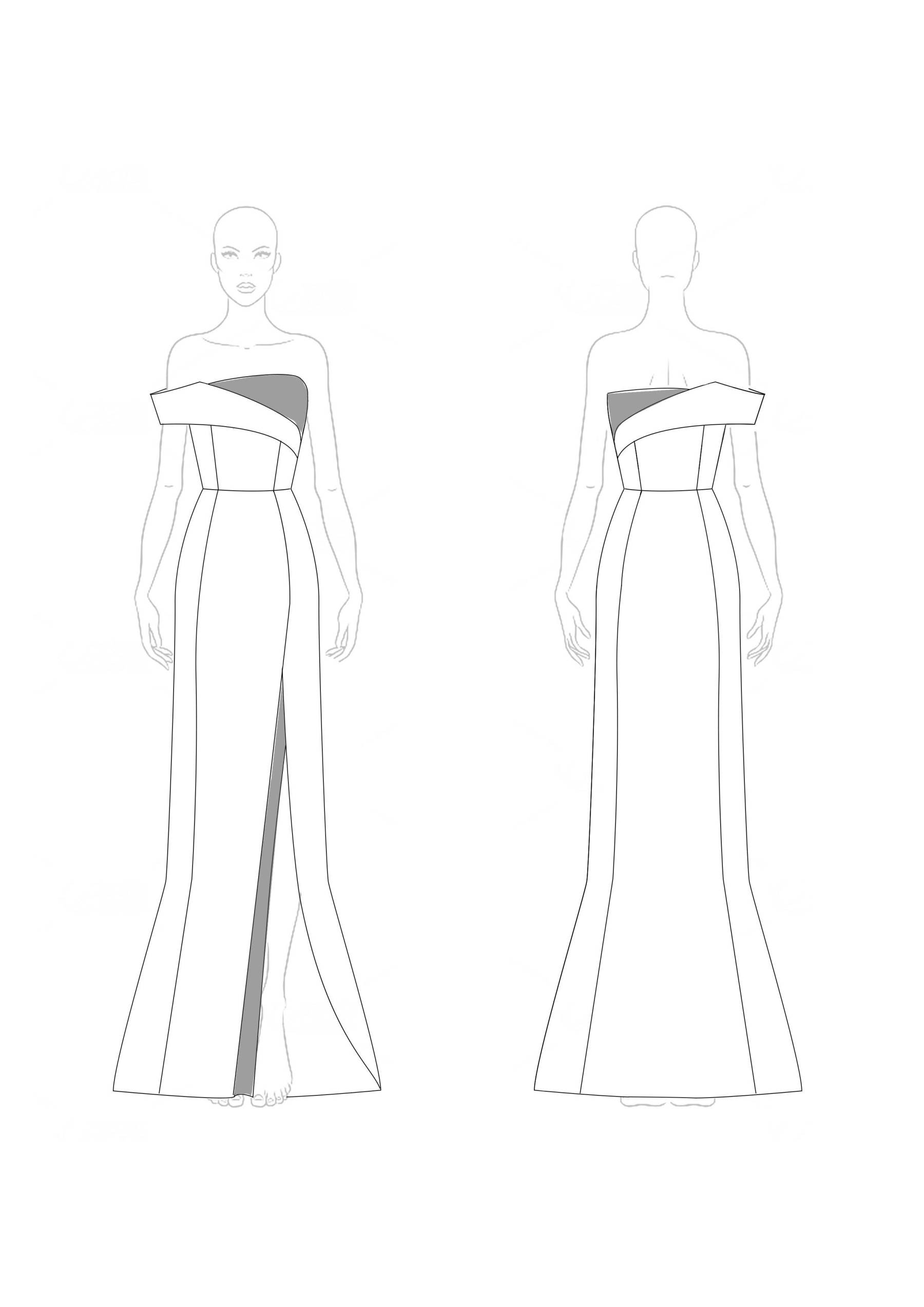 Evening Formal Colorblock Dress One Shoulder Asymmetrical Slit Maxi Dress
