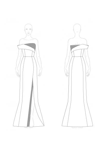 Evening Formal Colorblock Dress One Shoulder Asymmetrical Slit Maxi Dress