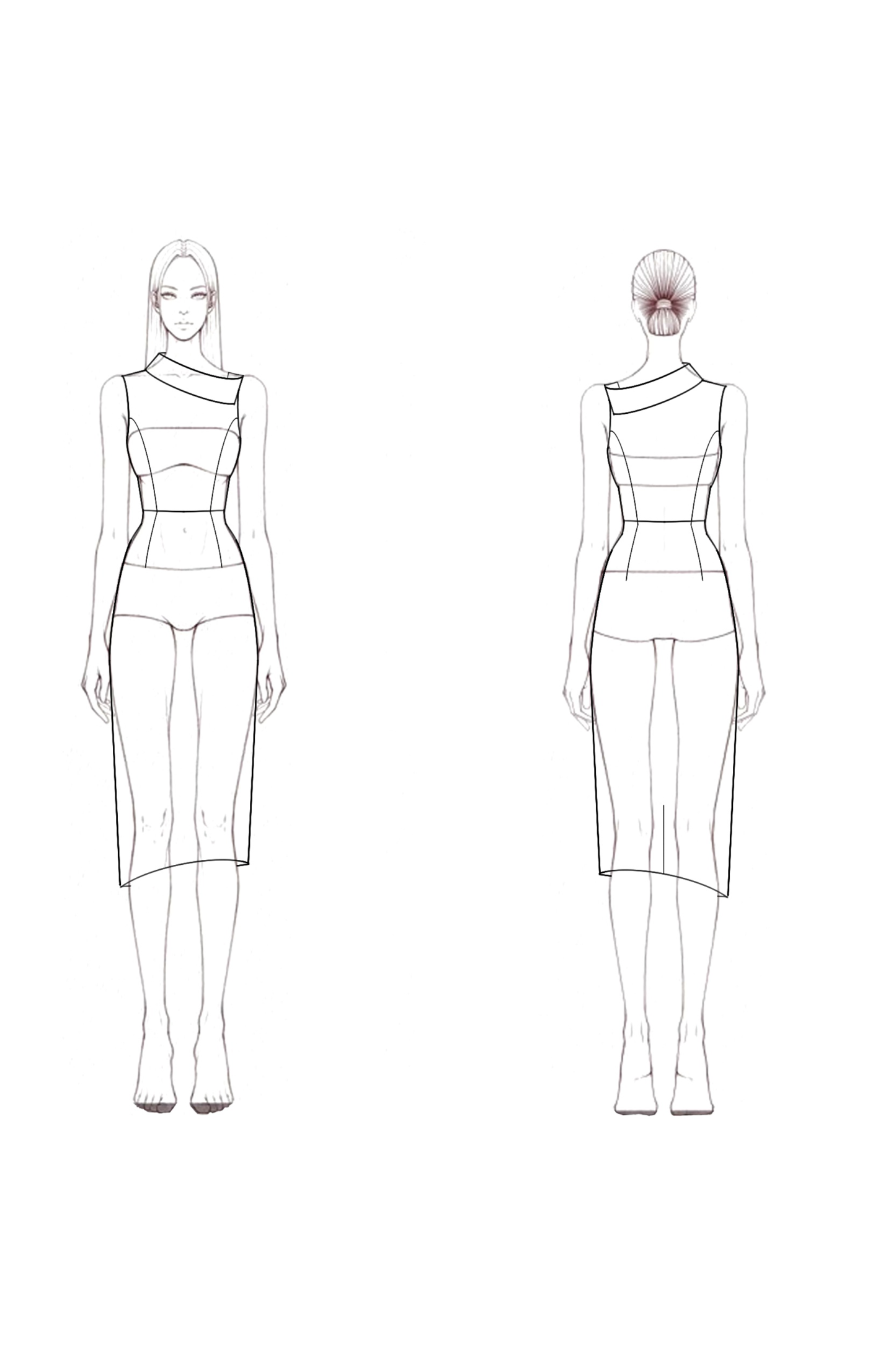 Cocktail Party Dress Blue White Colorblock Stand Collar Knee-Length Dress