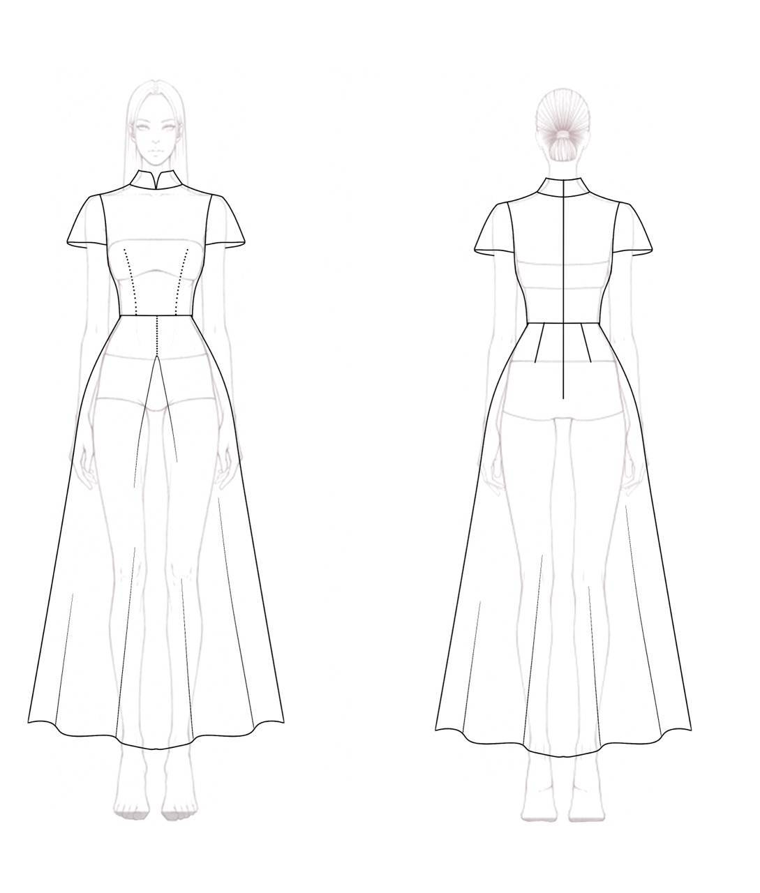 Evening Formal Dress White Stand Collar Short Sleeve Loose Maxi Dress