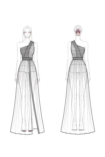 Evening Formal Dress Blue Black High Slit Pleated Floor-Length Dress