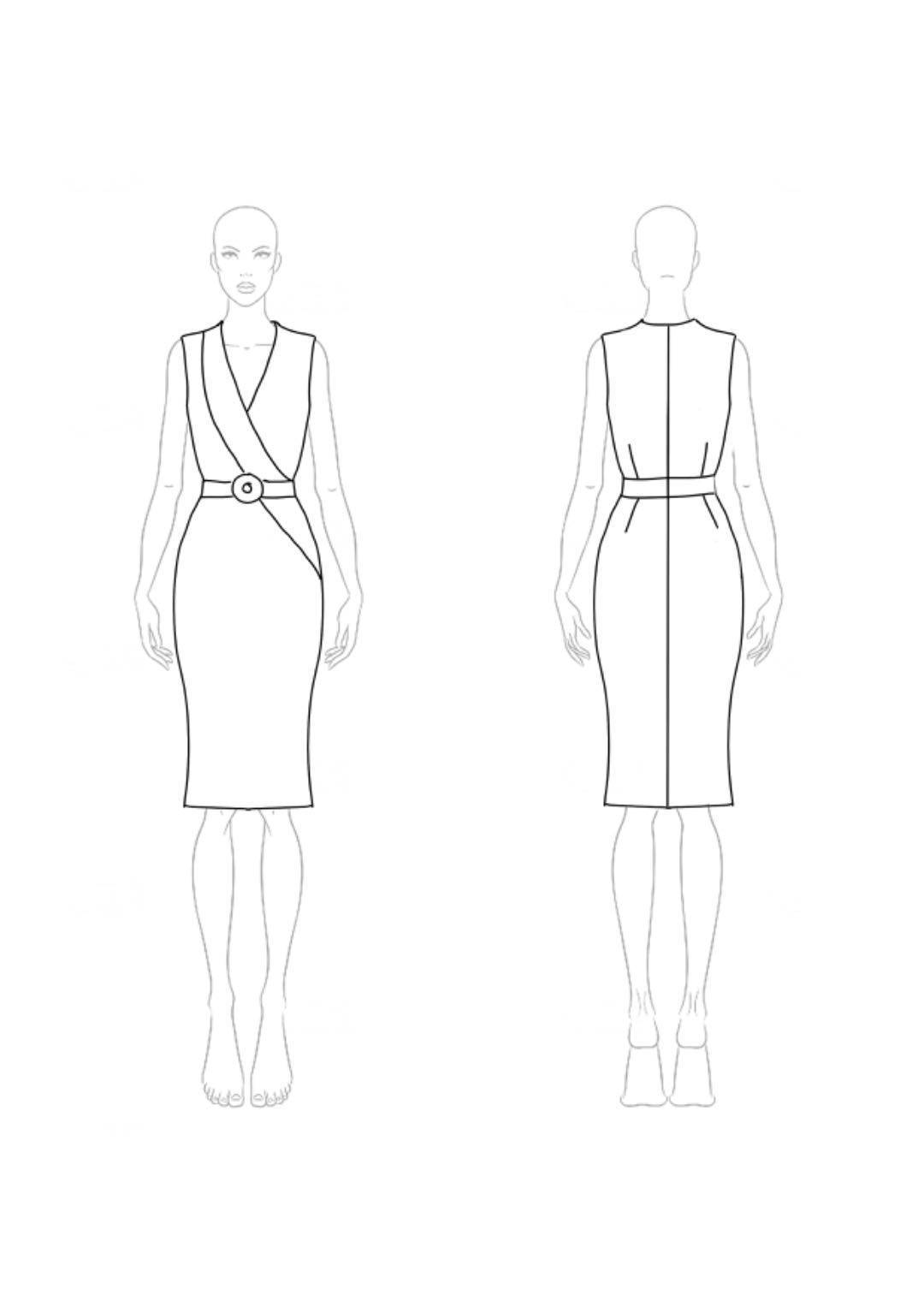 Work Dress White Satin Cross Neck Sleeveless Pocket Knee-Length Dress