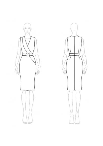 Work Dress White Satin Cross Neck Sleeveless Pocket Knee-Length Dress