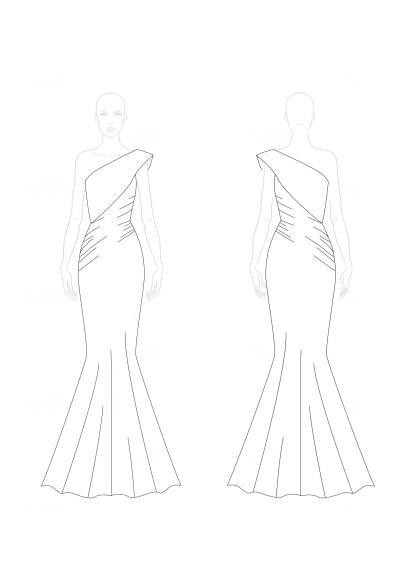 Formal Evening Dress Gold One-Shoulder Shiny Pleated Floor-Length Dress