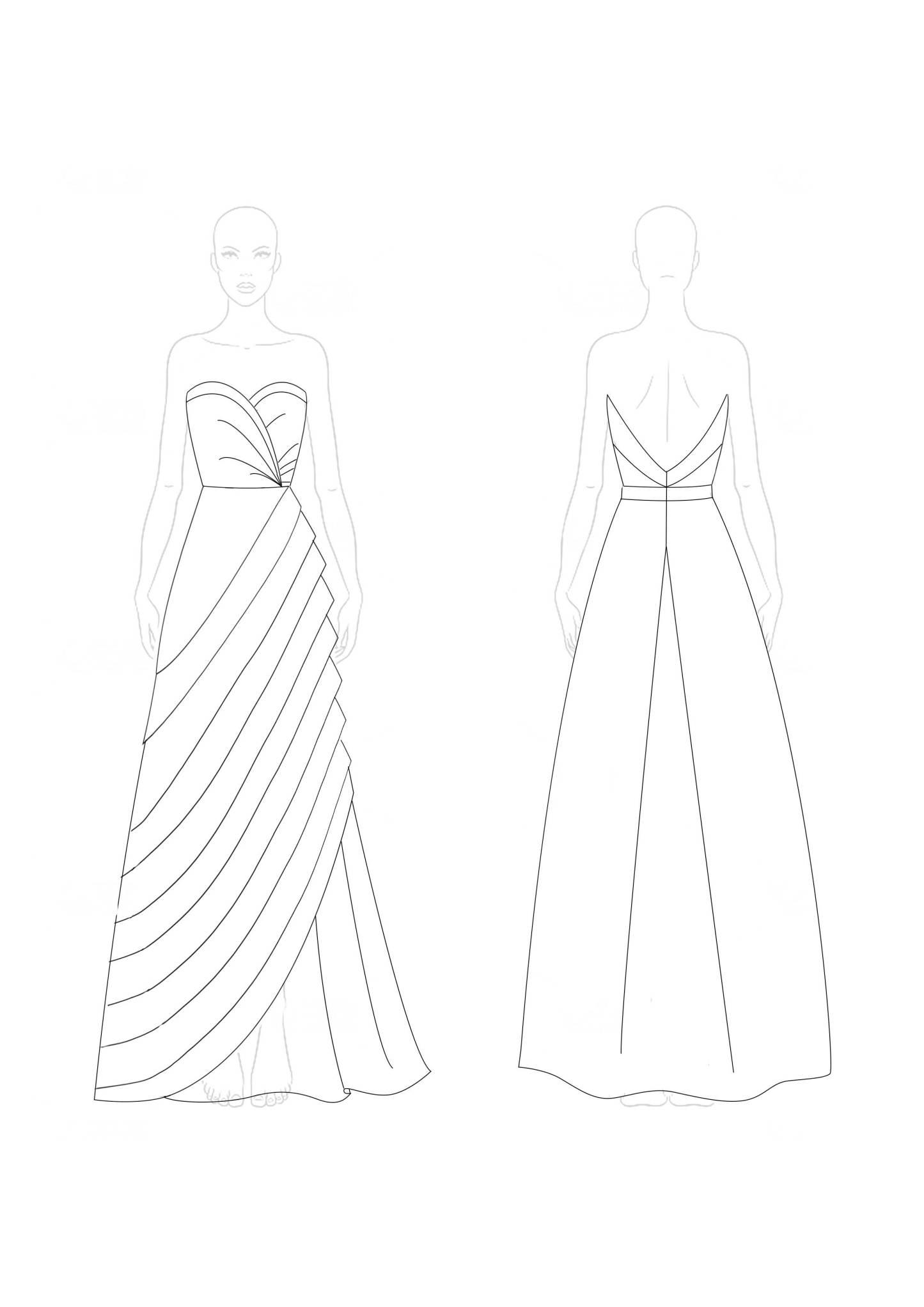 Formal Evening Dress Blue Ombre Strapless Multi-Layered Maxi Dress