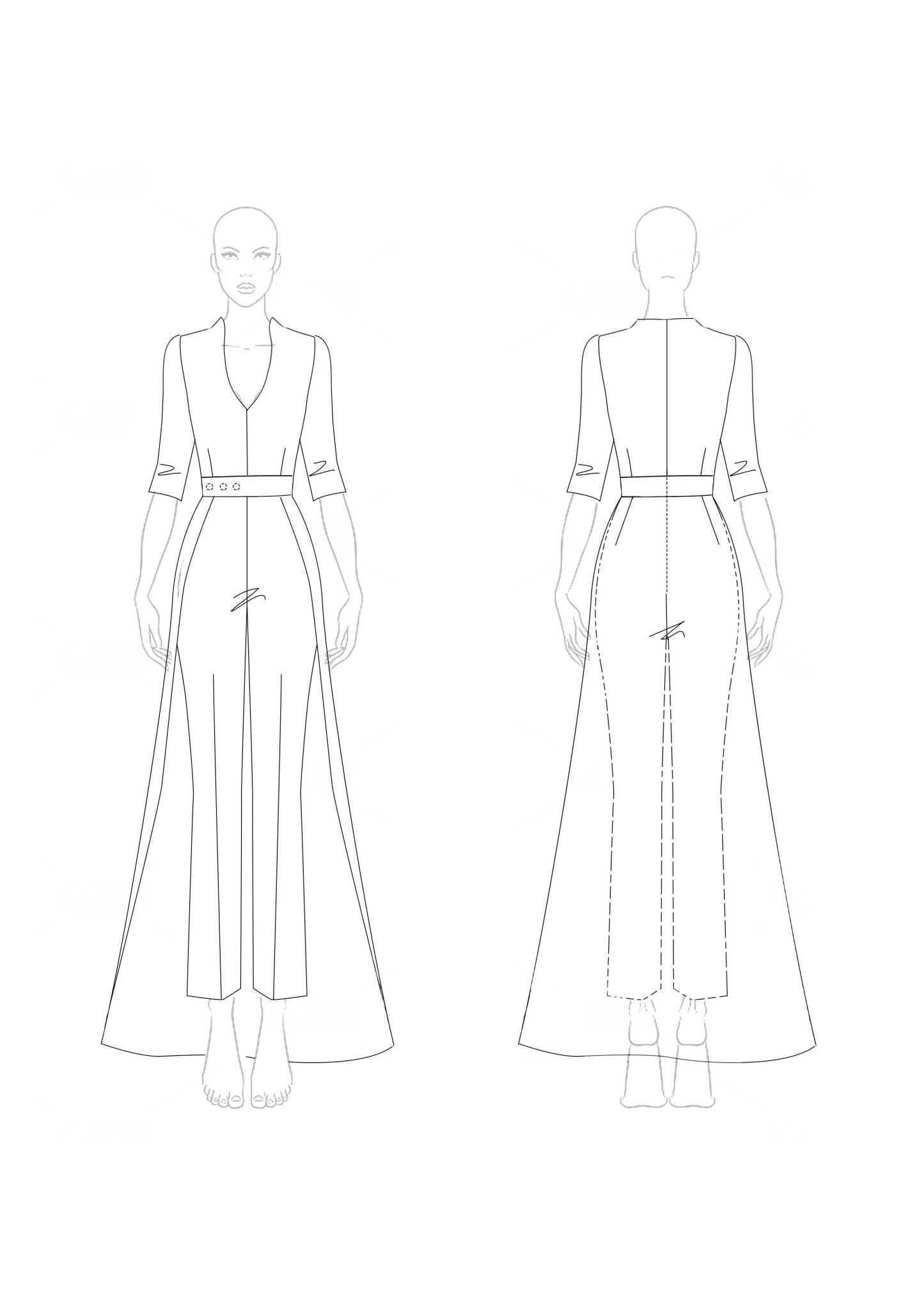 Semi-Formal Party Jumpsuit White V-Neck Half-Sleeve Cape Slim Jumpsuit