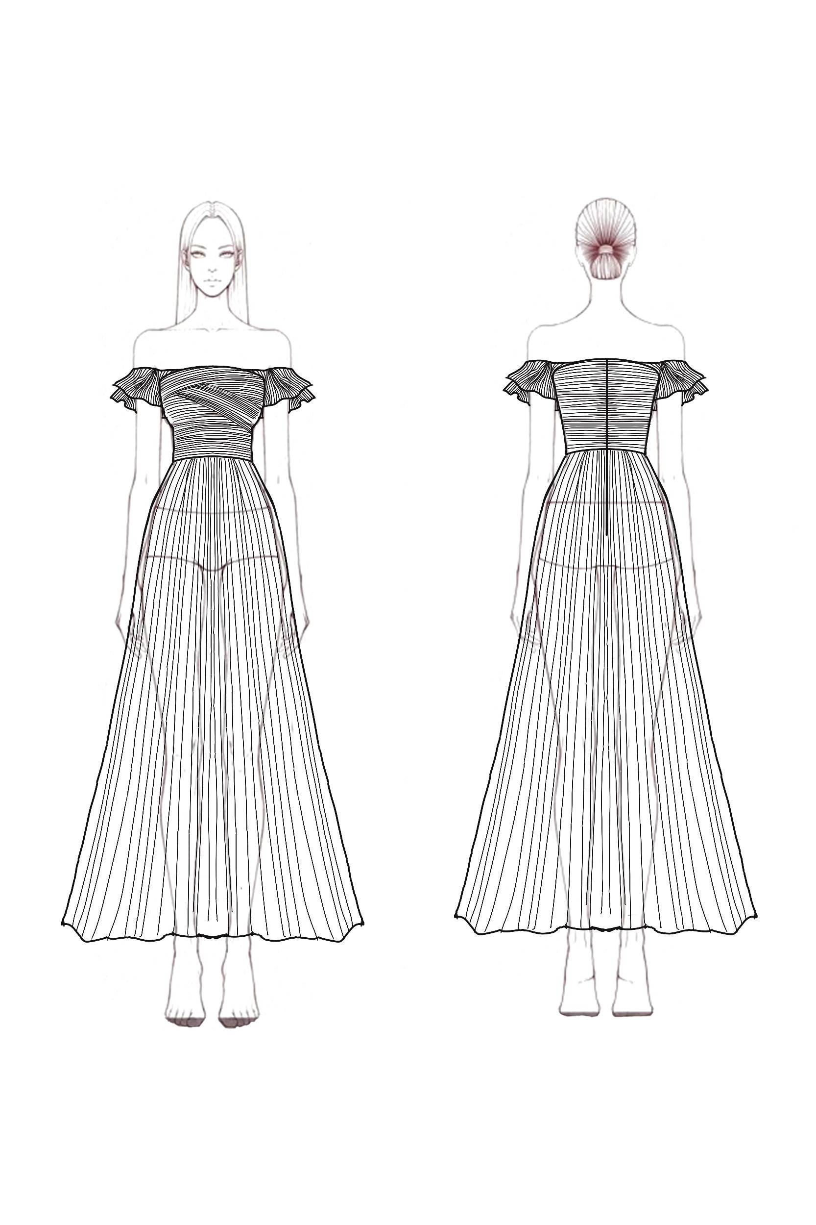 Formal Evening Dress Gold Pleated Metallic Off-Shoulder Maxi Dress