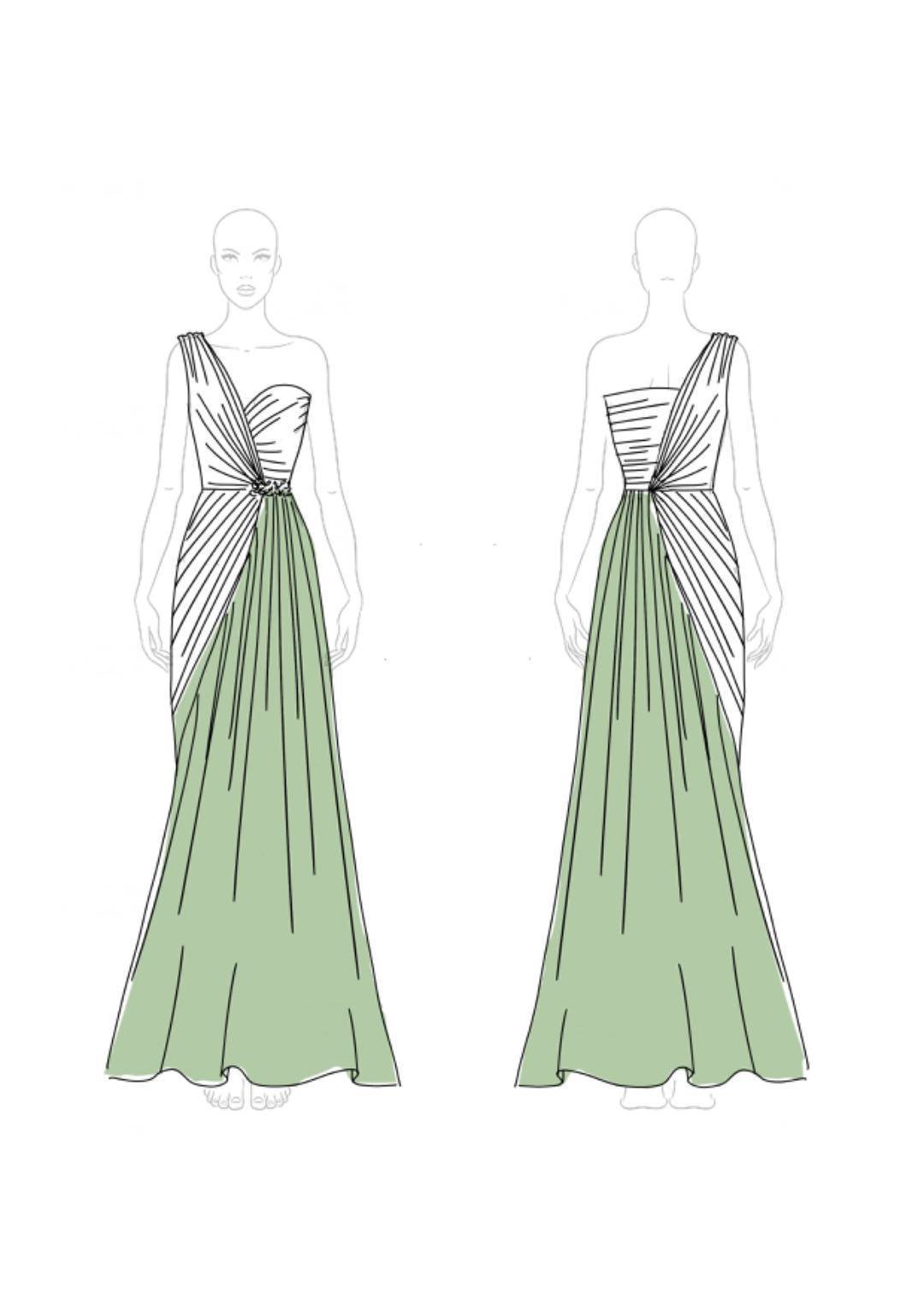 Semi-Formal Party Dress Black Blue One-Shoulder Pleated Maxi Dress