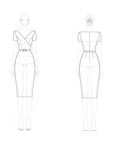 Work Semi-Formal Dress Dark Green V-Neck Fitted Waist Knee-Length Dress