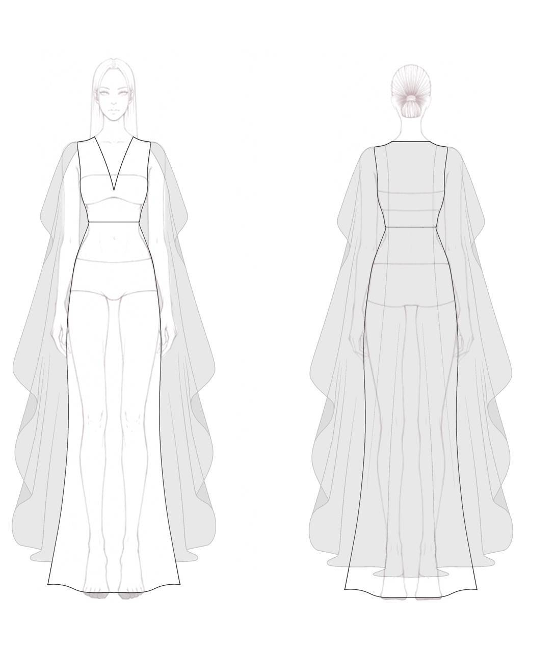 Formal Evening Dress Black Sequin V-Neck Mesh Cape Maxi Dress