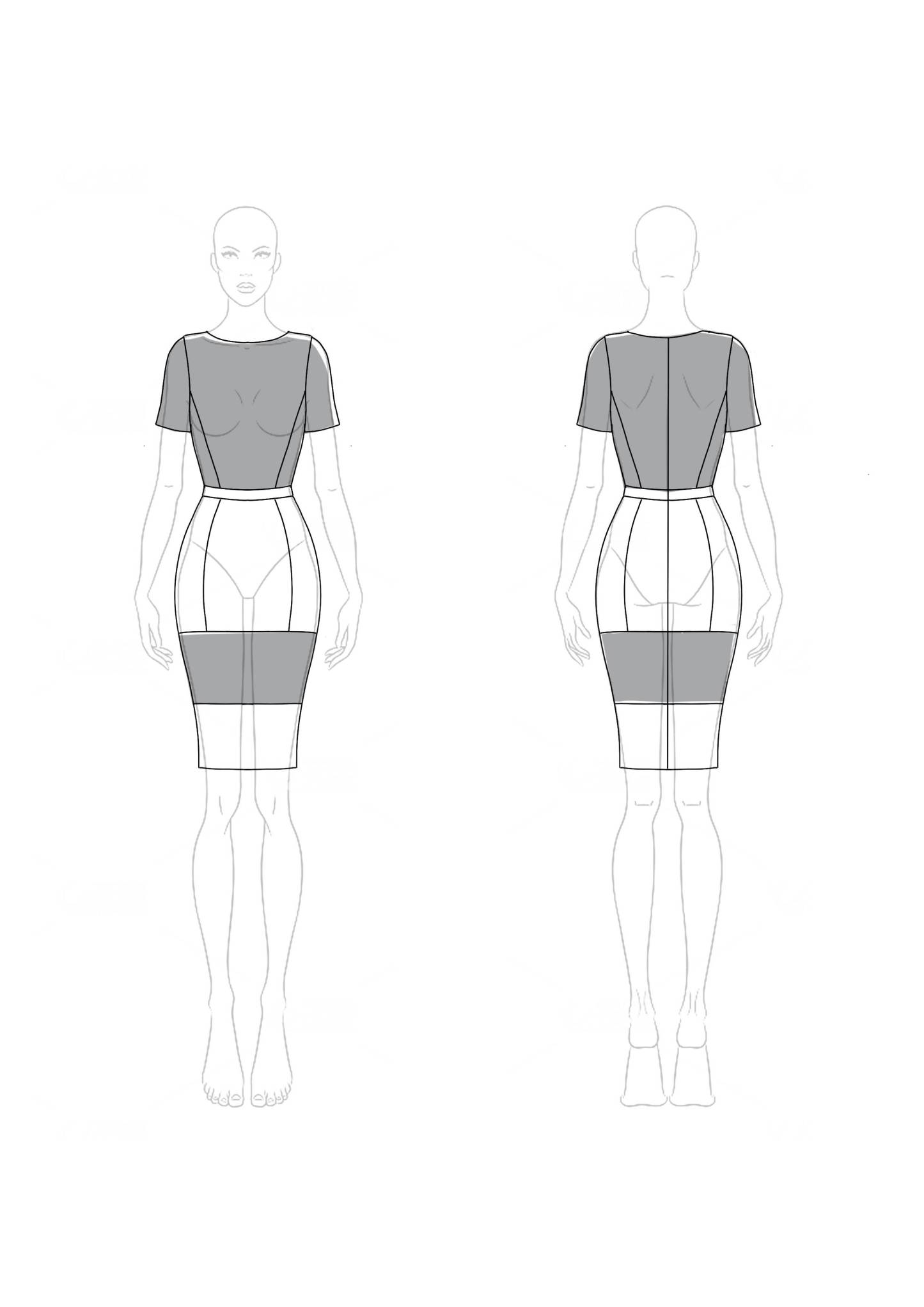 Work Semi-Formal Dress Black White Fitted Knee-Length Dress