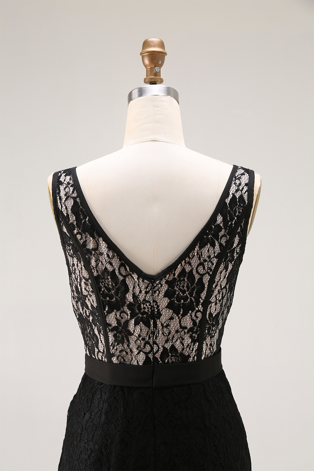 Party Lace Dress V-neck Sleeveless Black Side Slit Maxi Dress