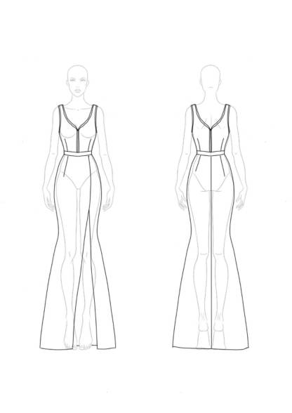 Party Lace Dress V-neck Sleeveless Black Side Slit Floor-Length Dress