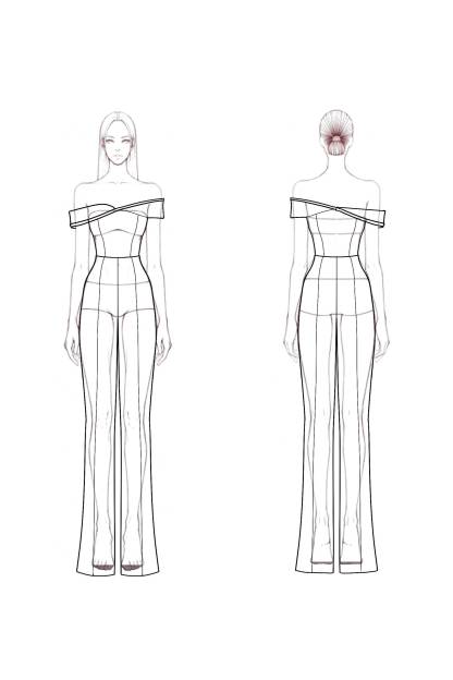 Semi-Formal Party Jumpsuit Black Off-Shoulder Silver Trimmed Wide-Leg Pants