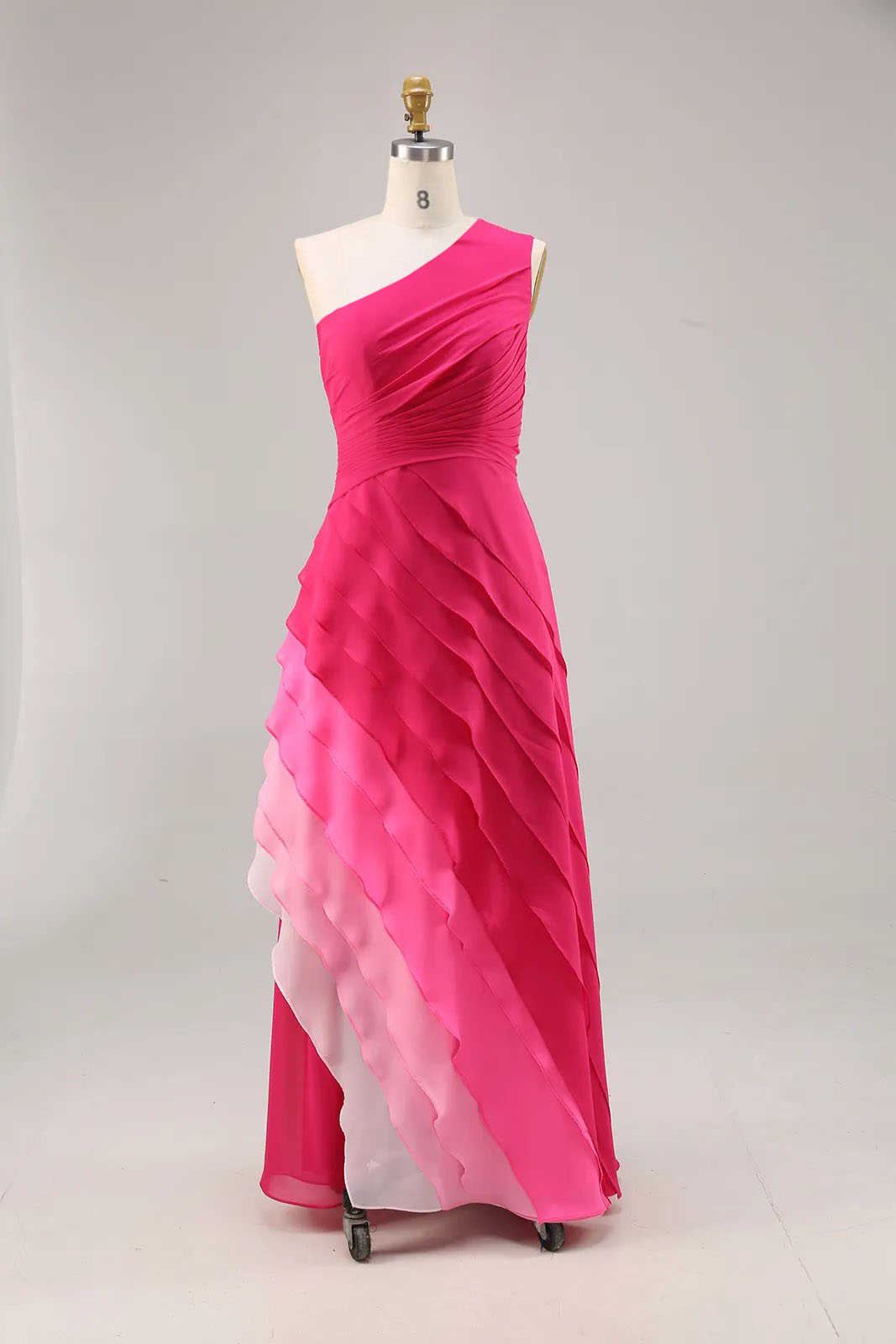 Evening Formal Gradient Dress Fuchsia Sleeveless Maxi Gown