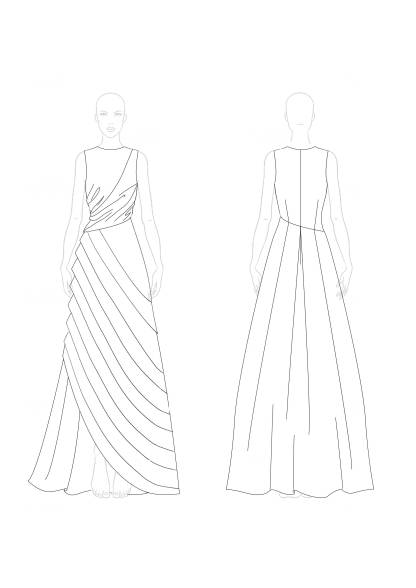 Evening Formal Gradient Dress Fuchsia Sleeveless Floor-Length Gown