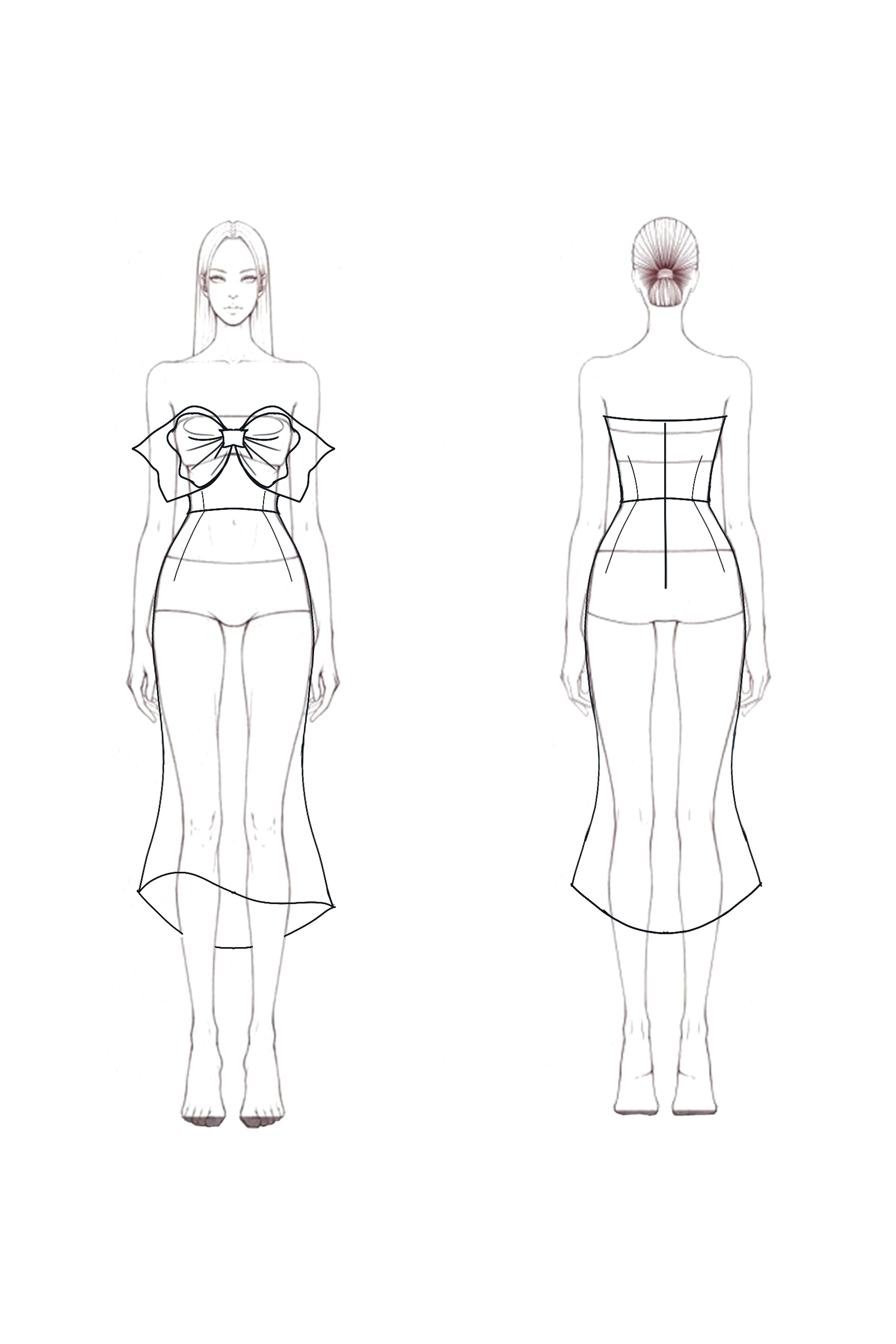 Cocktail Party Dress Black Strapless Bow Detail Fitted Mermaid Midi Dress