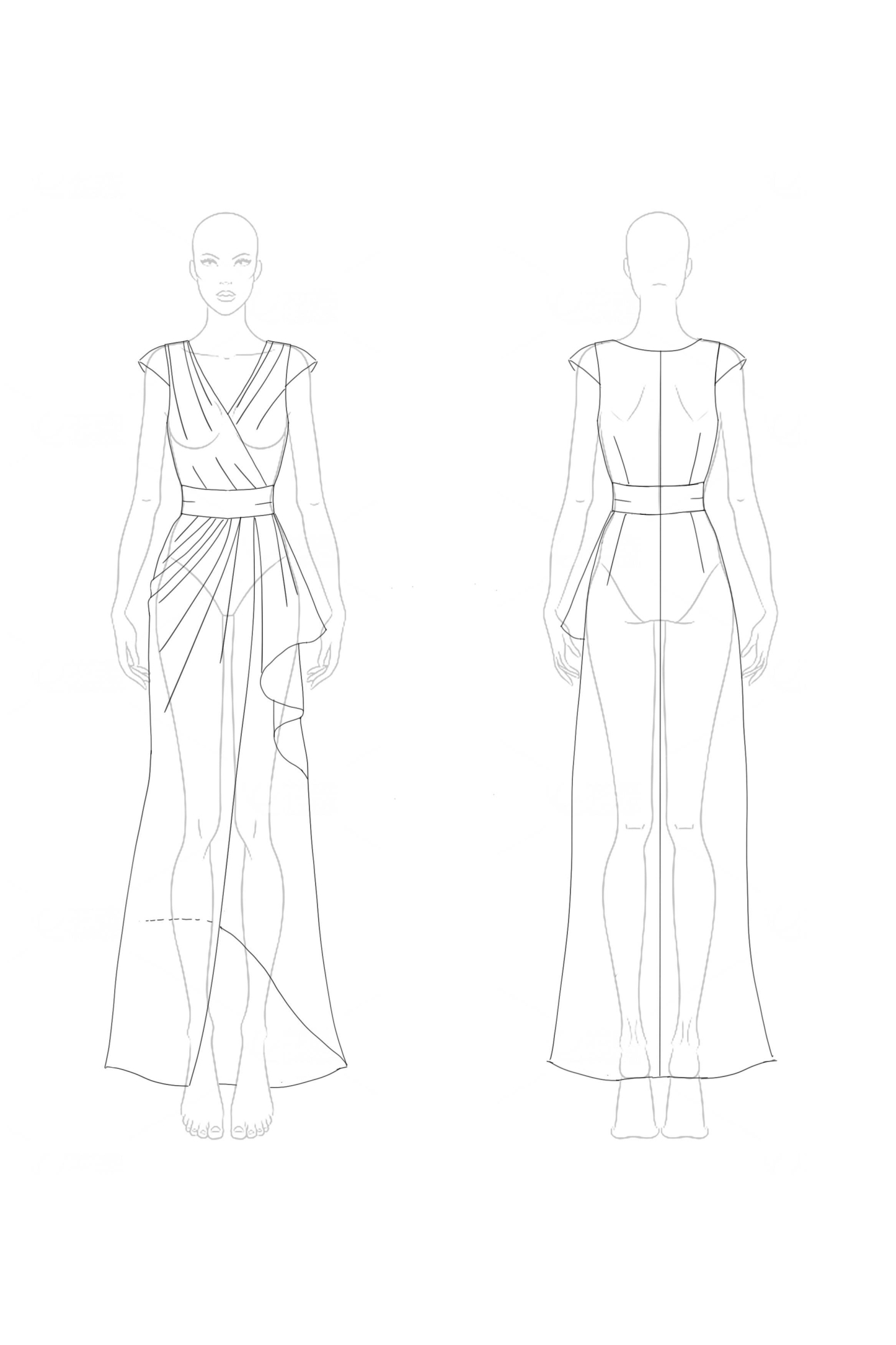 Daily Chiffon Dress Blue V-Neck Asymmetrical Maxi Dress