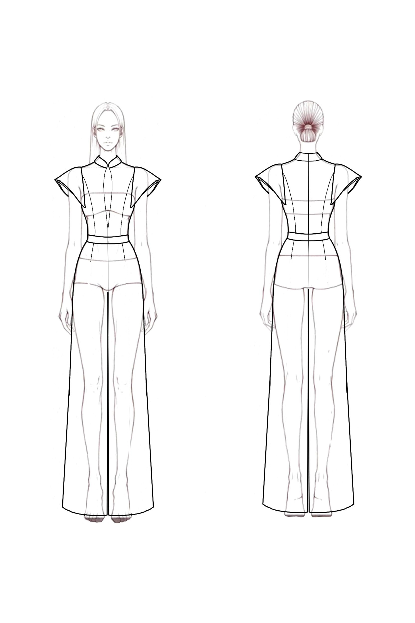 Party Satin Jumpsuit Rose Keyhole Straight-Leg Pants
