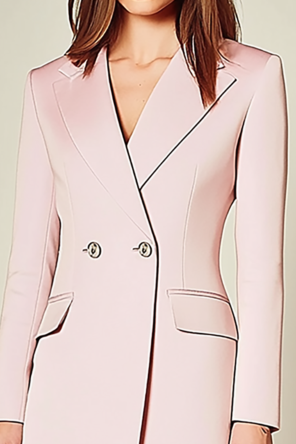 Semi-Formal Party Blazer Dress Light Pink Lapel Feather Hem Mini Dress