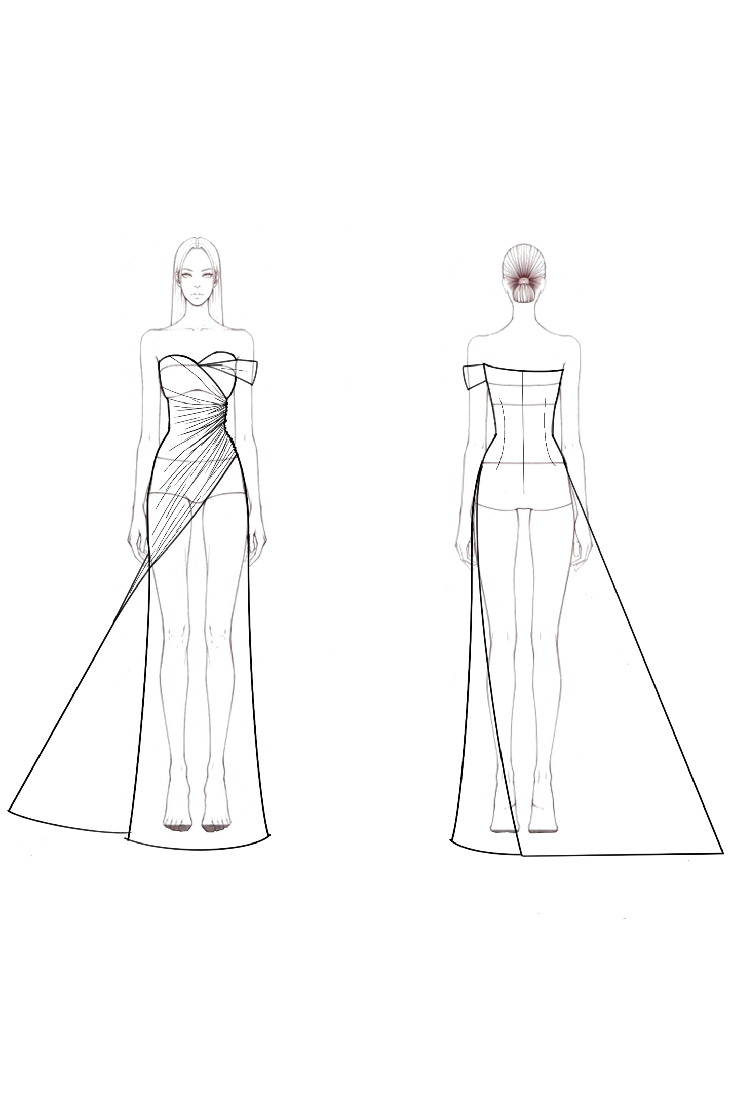 Evening Formal Dress Red One Shoulder Ruched Train Gown