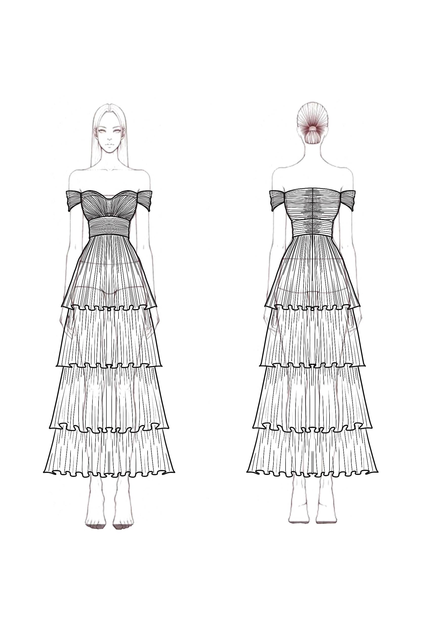 Prom Tiered Layer Dress Light Pink Off Shoulder Pleated Mesh Maxi Dress
