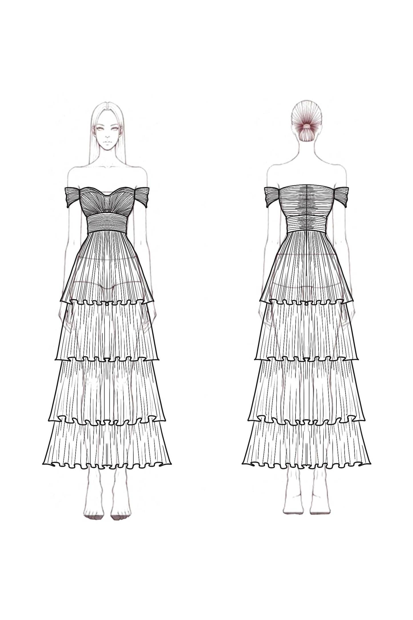 Prom Tiered Layer Dress Light Pink Off Shoulder Pleated Mesh Maxi Dress