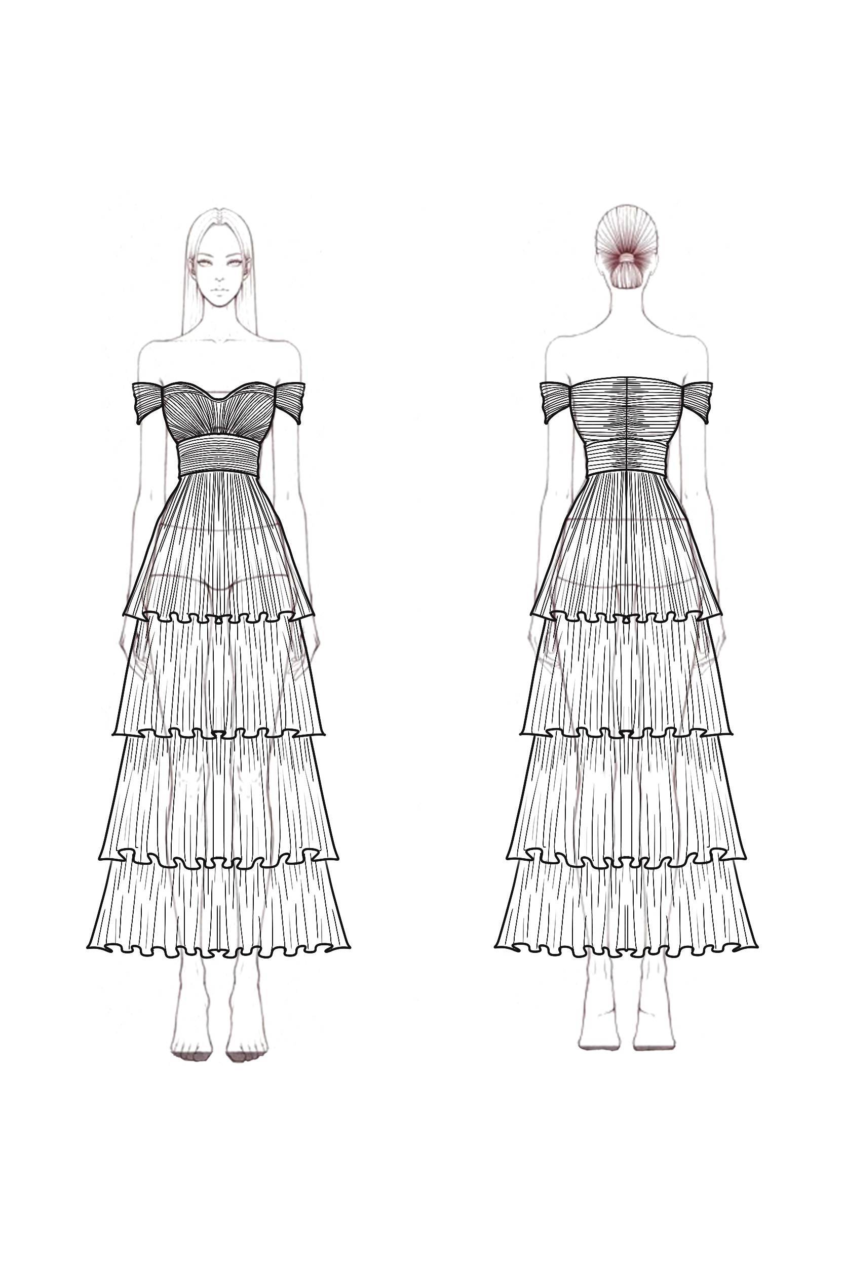 Prom Tiered Layer Dress Light Pink Off Shoulder Pleated Mesh Maxi Dress