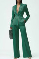 Work Formal Pants Suit Green Long Sleeve Pockets Blazer Set