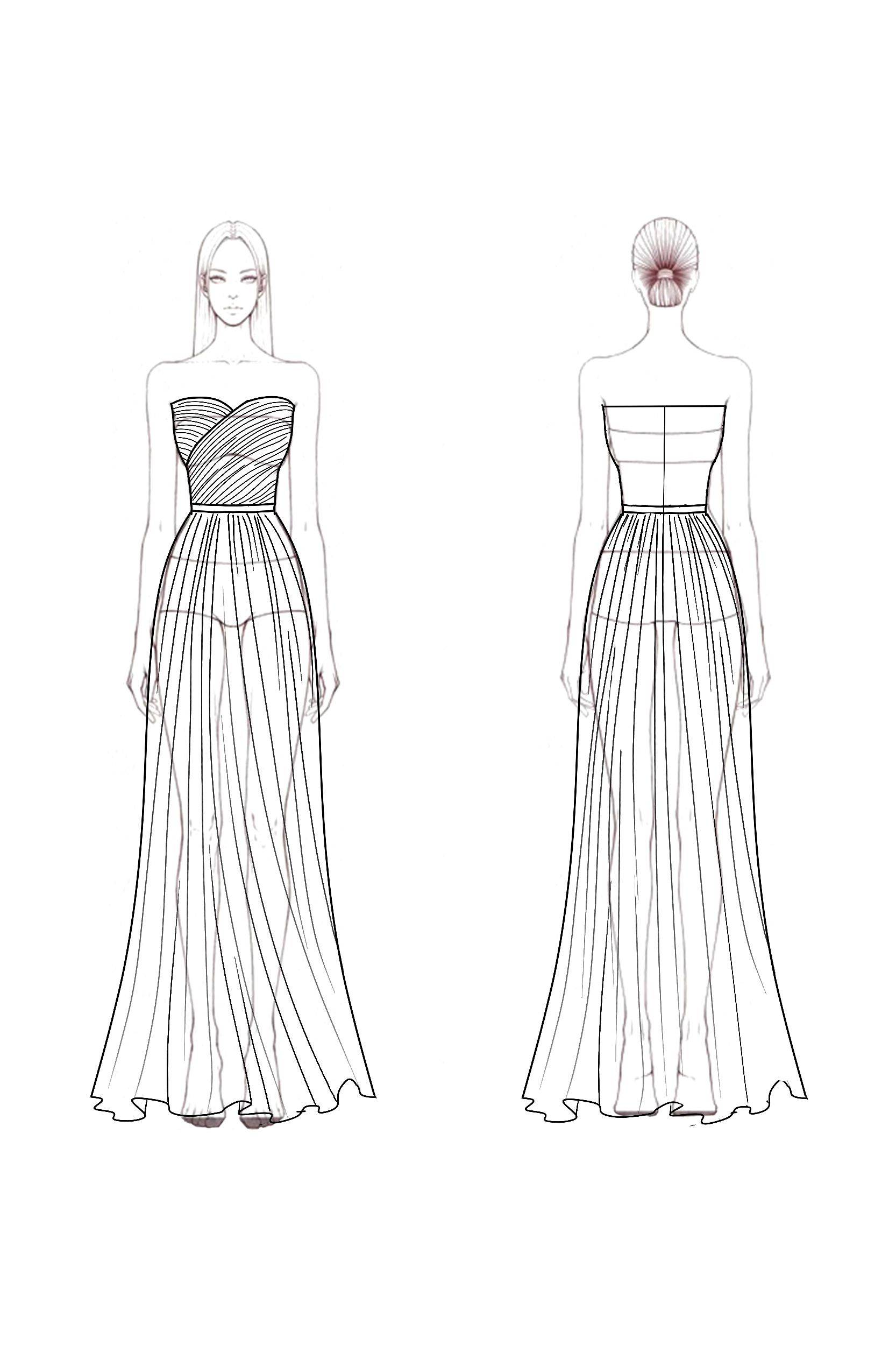 Formal Evening Strapless Dress Rose Chiffon Floor-Length Gown