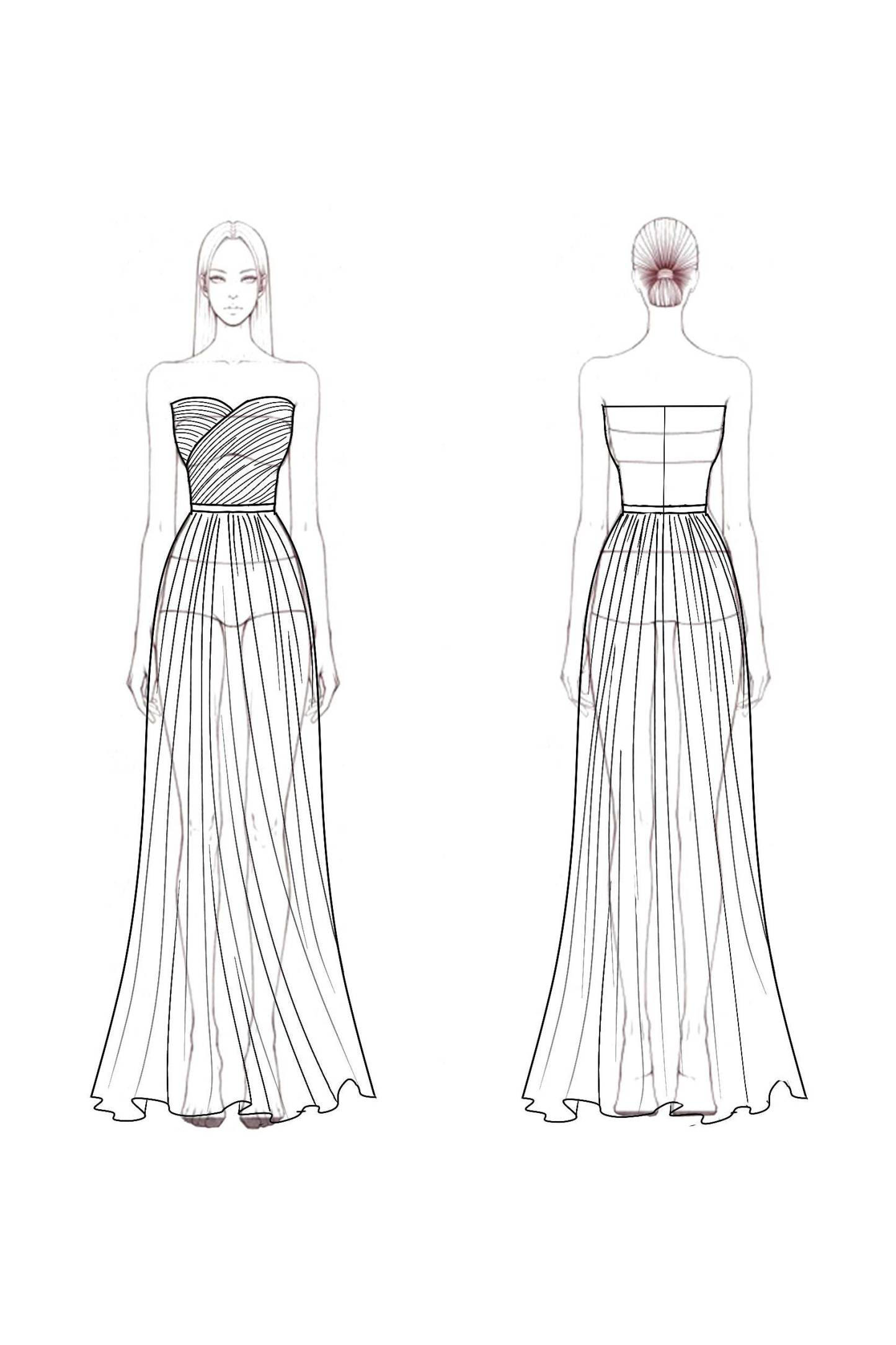 Formal Evening Strapless Dress Rose Chiffon Floor-Length Gown