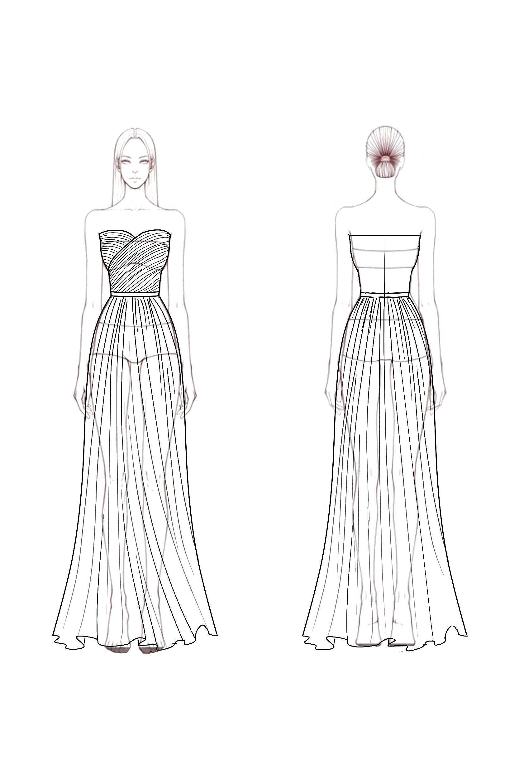 Formal Evening Strapless Dress Rose Chiffon Floor-Length Gown